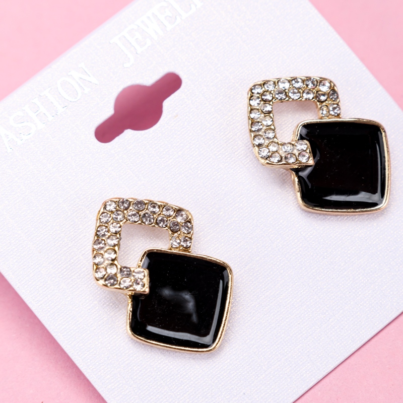 Pendientes de Diamante Negro Hueca 3
