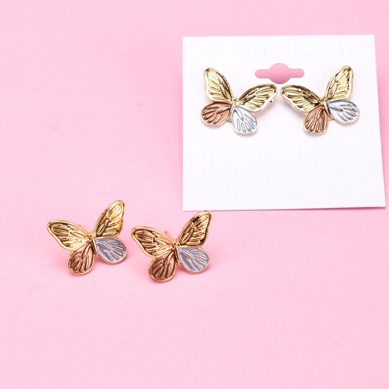 Pendientes Vintage Colorblock Butterfly Stud 4