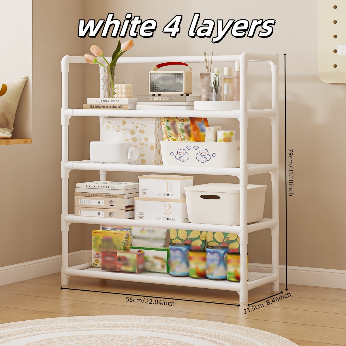 3301 Estante 60cm (Cuatro Capas de Blanco) 2