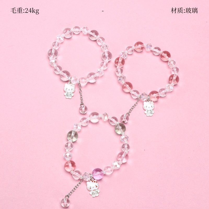 Transparent Beads Rhinestone Kitten Bracelet