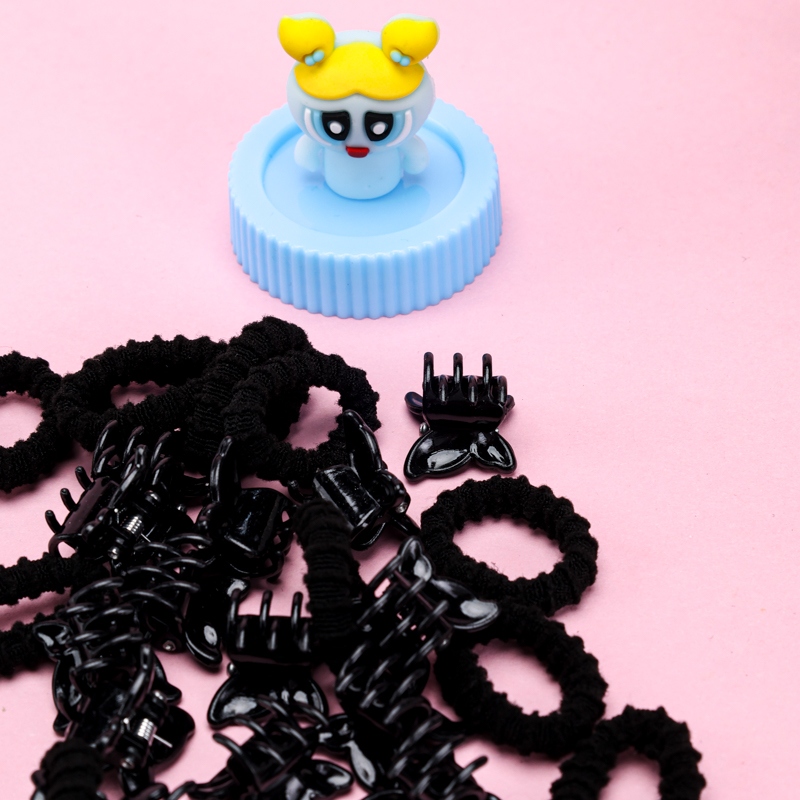 Qi Little Policewoman Small Claw Rubber Band Combination (Negro) 3