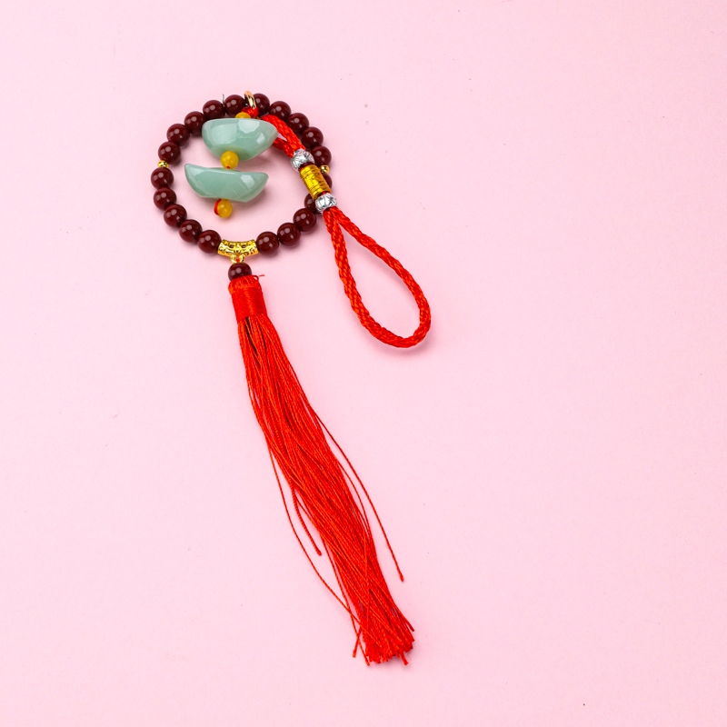 Imitation Jade Cinnabar Tassel Colgante 3