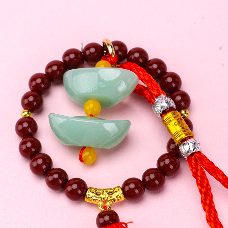 Imitation Jade Cinnabar Tassel Colgante 4