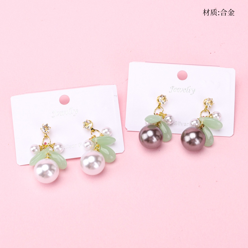 Long Imitación Jade Pendientes Perla Stud