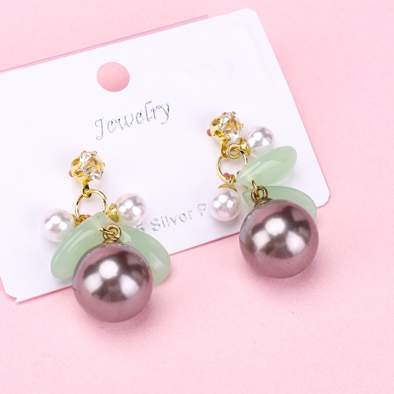 Long Imitación Jade Pendientes Perla Stud 4