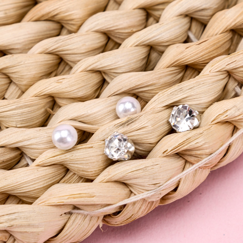 Dos Pares Simples de Pendientes de Combinación de Anillo de Plata 4