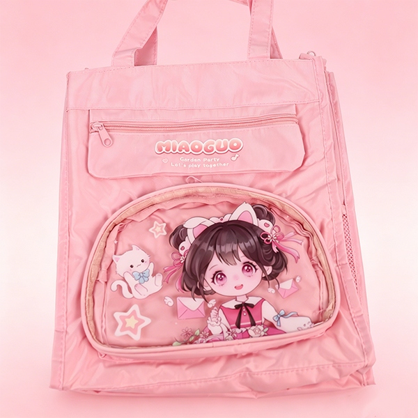 H003B Vertical Portátil de Cinco Capas Bolsa de Tutorial [Sister Meow Fruit]]] 3