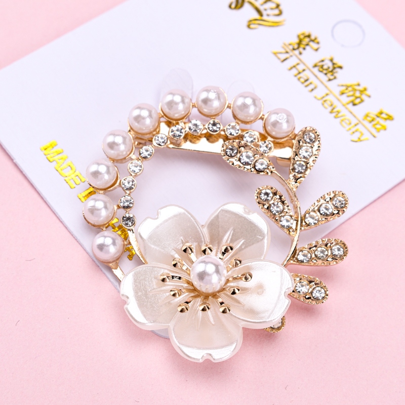 Broche de Flores de Perlas de Cristal de Moda 3