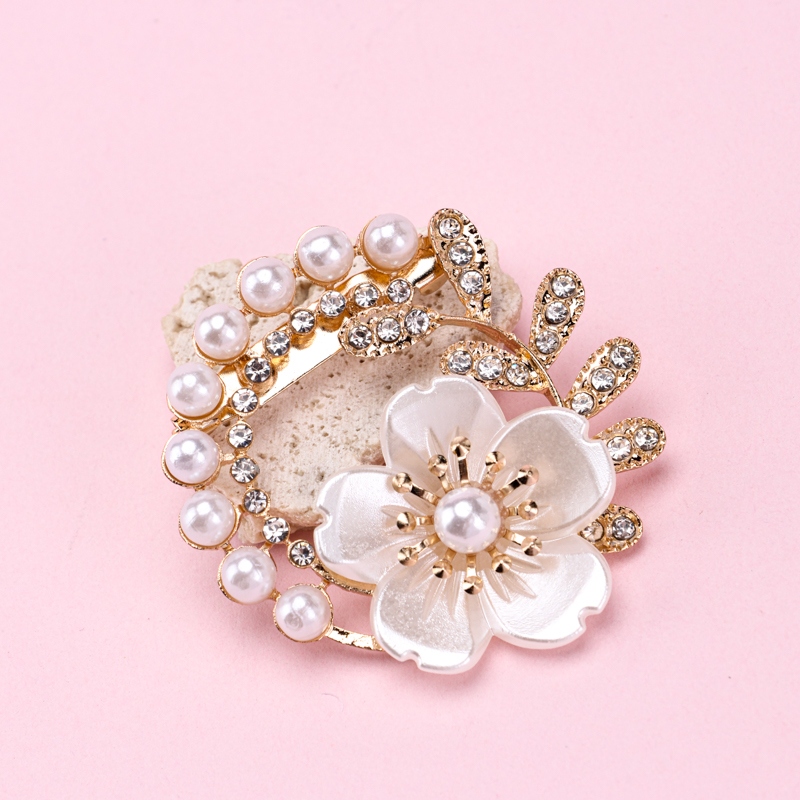 Broche de Flores de Perlas de Cristal de Moda 4