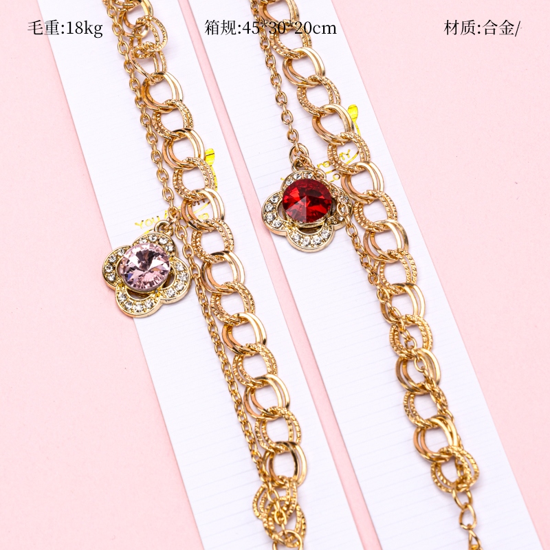 Doble Capa Zircon Afortunado Pulsera de Hierba