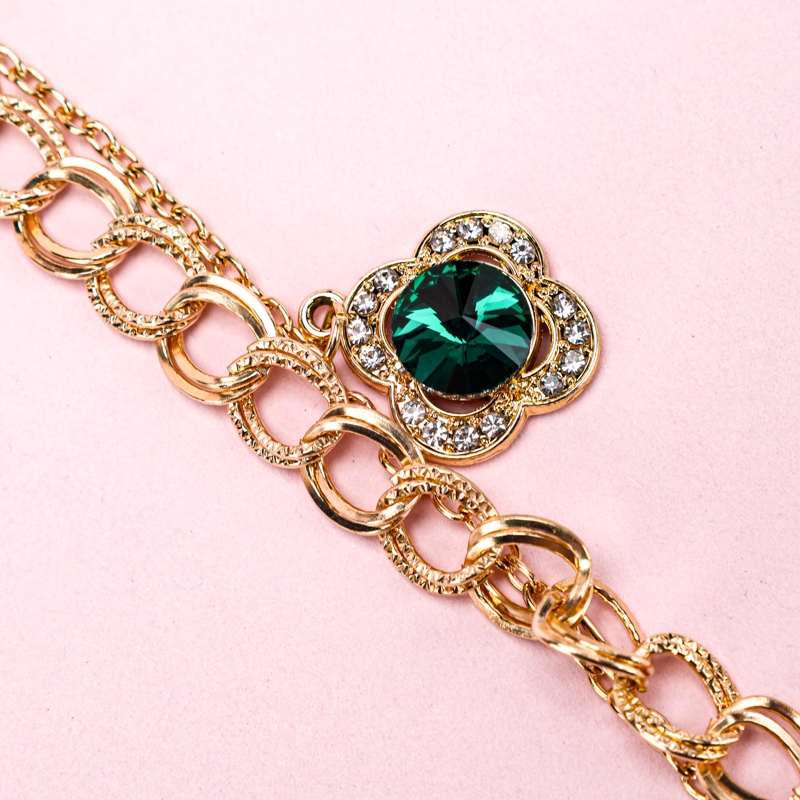 Doble Capa Zircon Afortunado Pulsera de Hierba 3