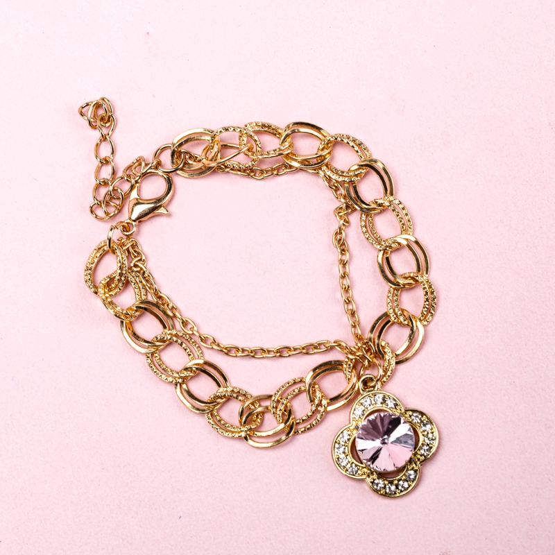 Doble Capa Zircon Afortunado Pulsera de Hierba 4