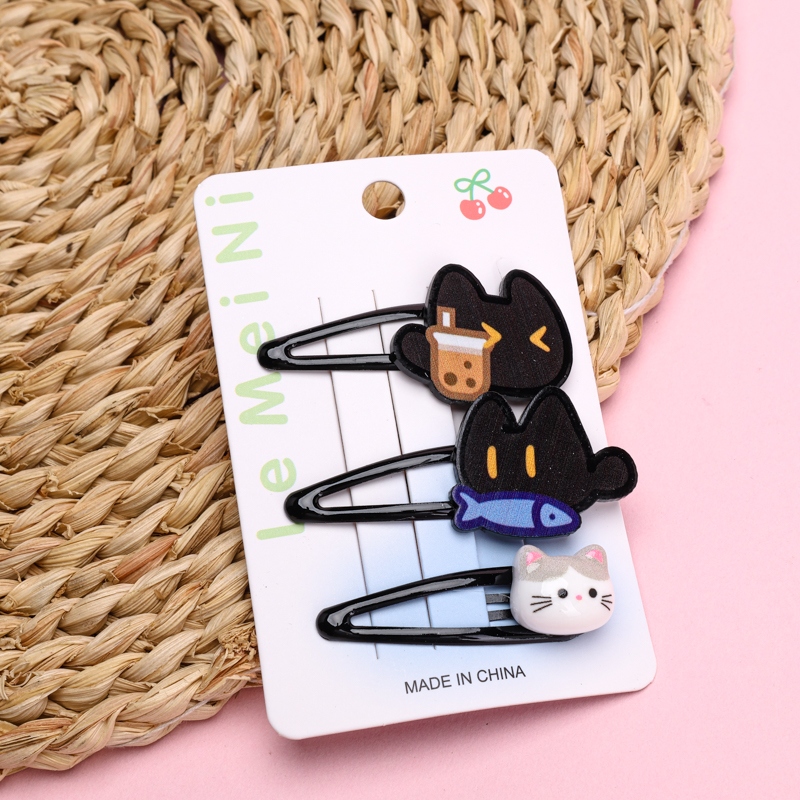 Caja de Tres Accesorios de Dibujos Animados Negros BB Clip 3