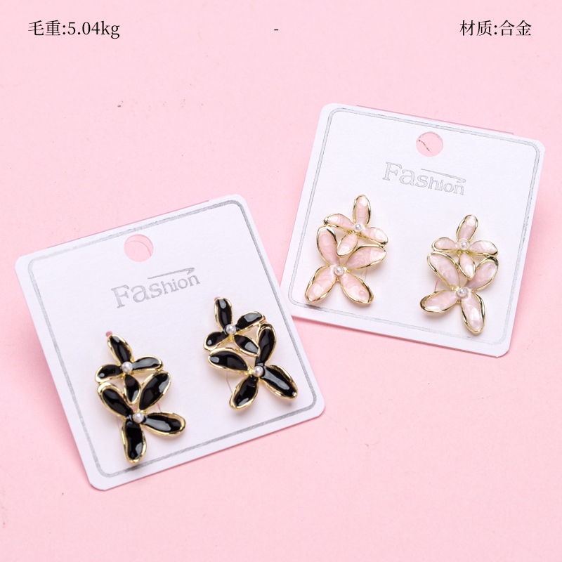 Larga Moda Gota de Glaze Flor Pendientes Stud 2