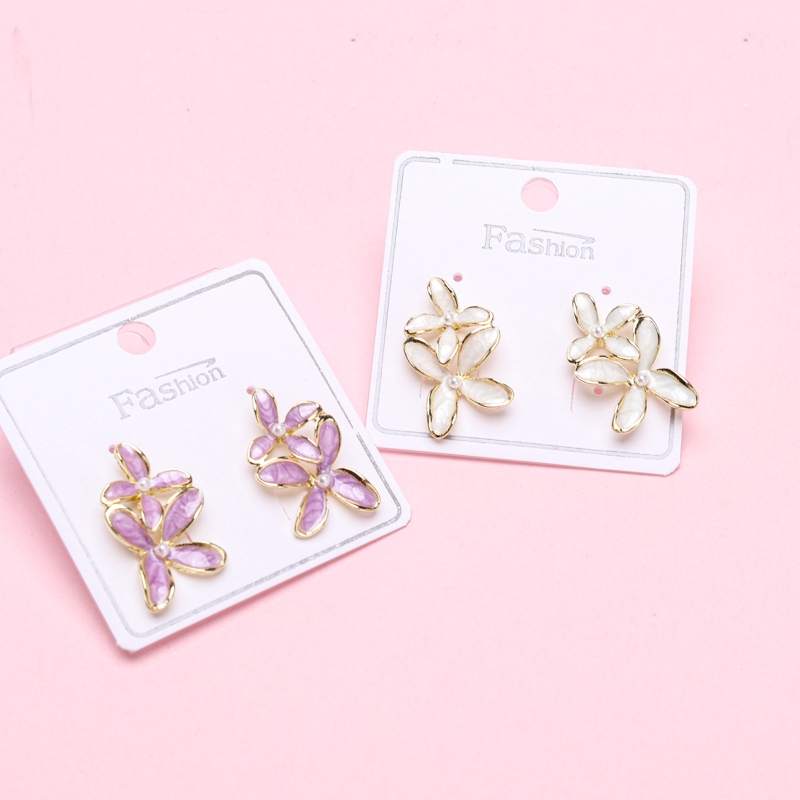 Larga Moda Gota de Glaze Flor Pendientes Stud 3