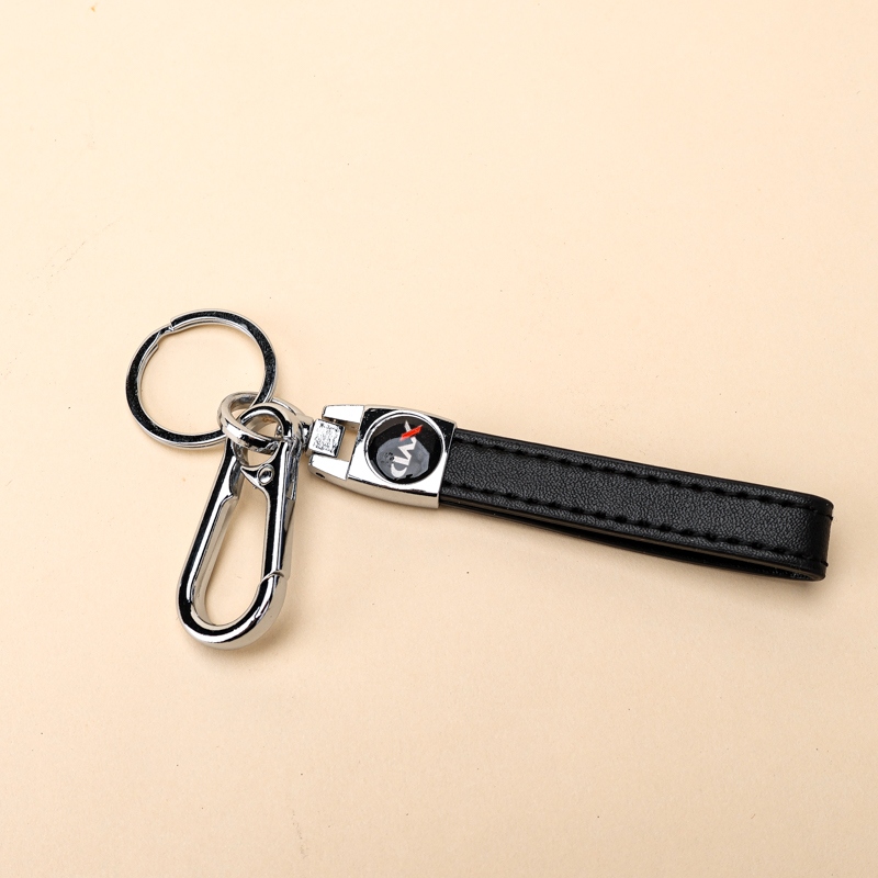 A818 Cadena de Llave de Cuero Negro (Color Cromo) 3