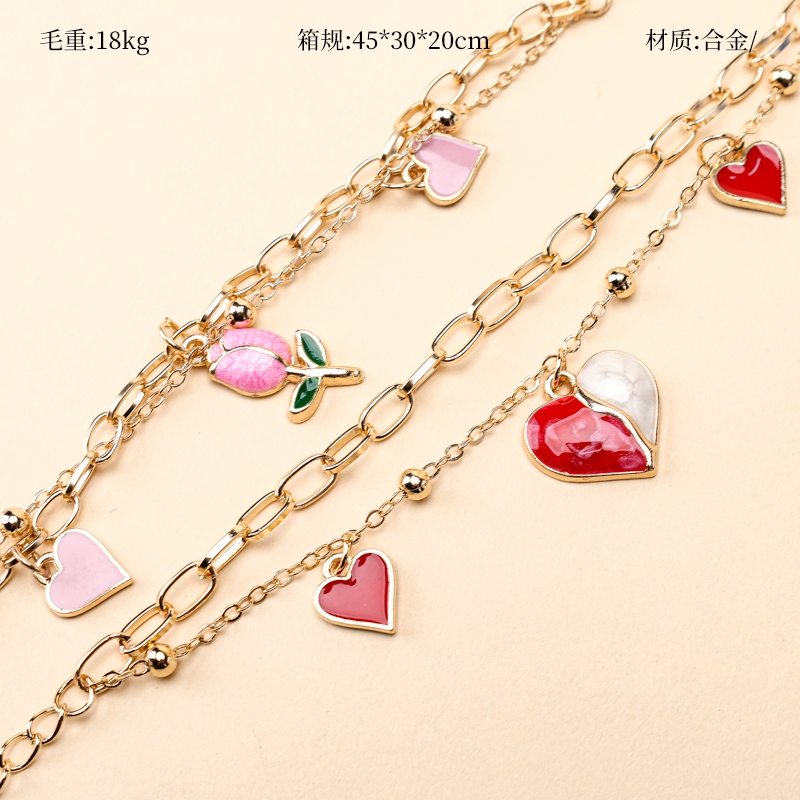 Doble Capa Gota Peach Corazón Accesorios Pulsera 2