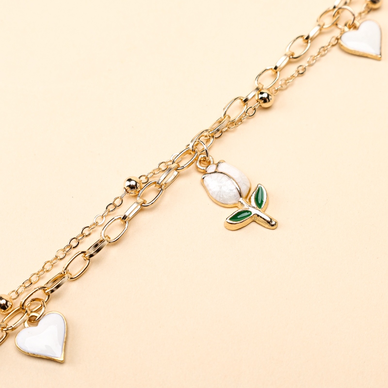 Doble Capa Gota Peach Corazón Accesorios Pulsera 3