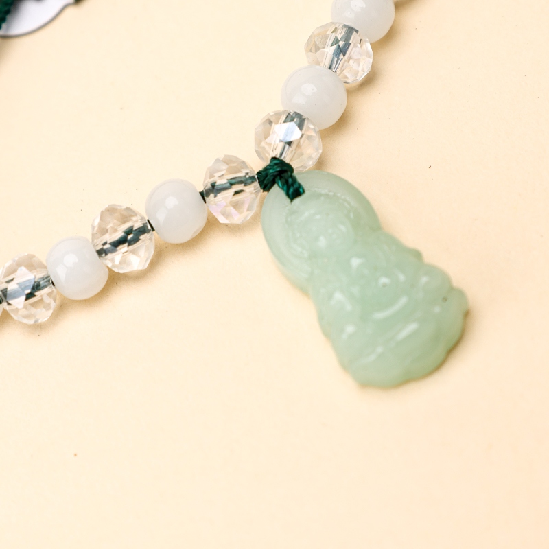 Blanco Cuentas Jade Colgante de Cuerda Verde Brazalete 4