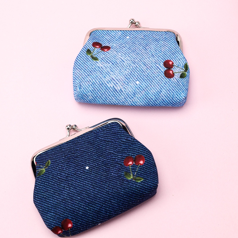 3.5 Pulgadas de Imitación Denim Cerezo Bolsa Hebilla de Hierro 3