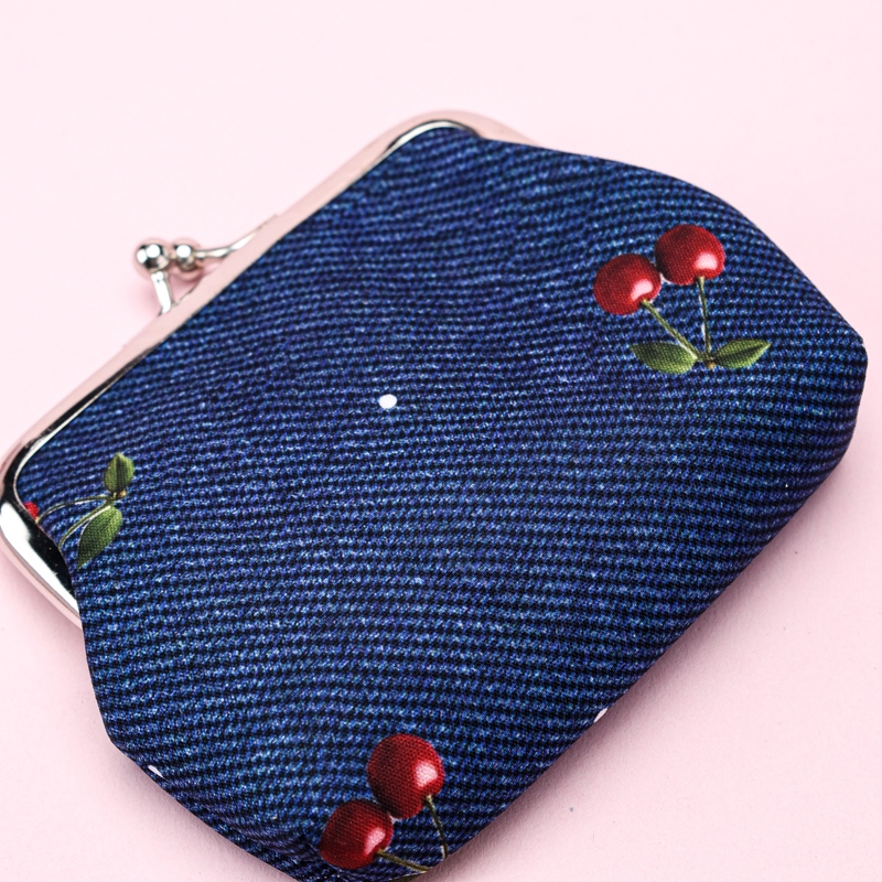 3.5 Pulgadas de Imitación Denim Cerezo Bolsa Hebilla de Hierro 4