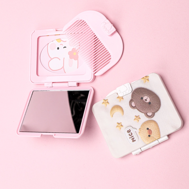 16015165 Square Cartoon Flip Mirror Comb 4