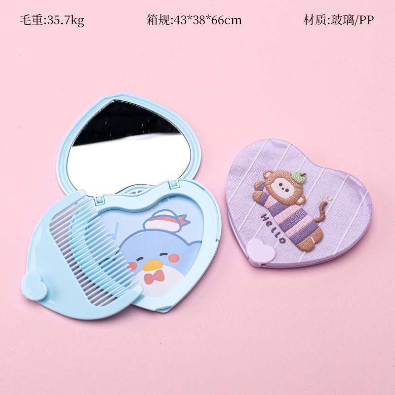 16004165 Caricatura Cardiaca Flip Mirror Comb