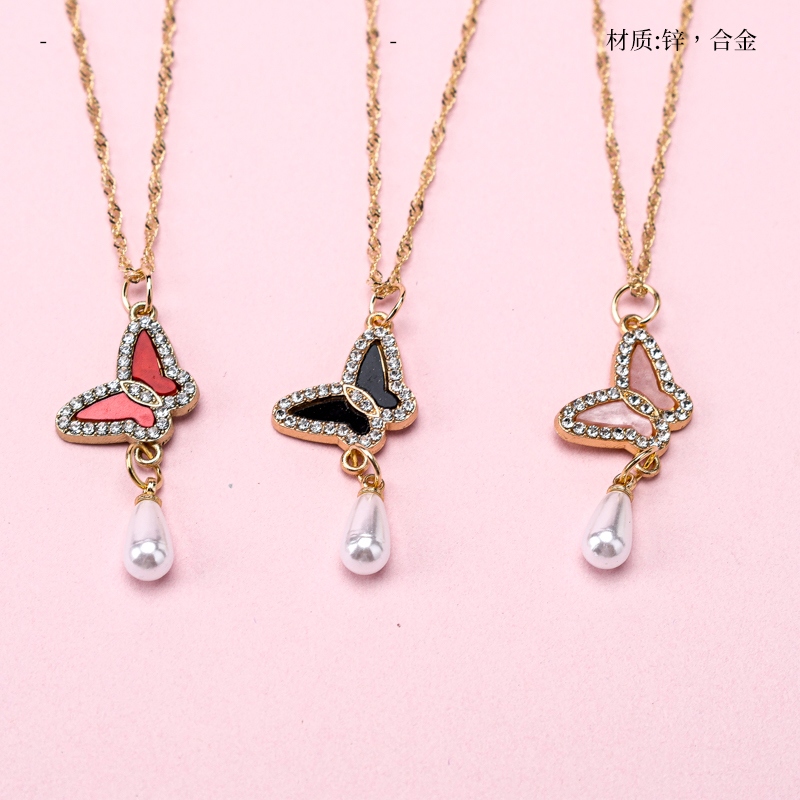 Collar de Mariposa de Diamante de Perlas 2