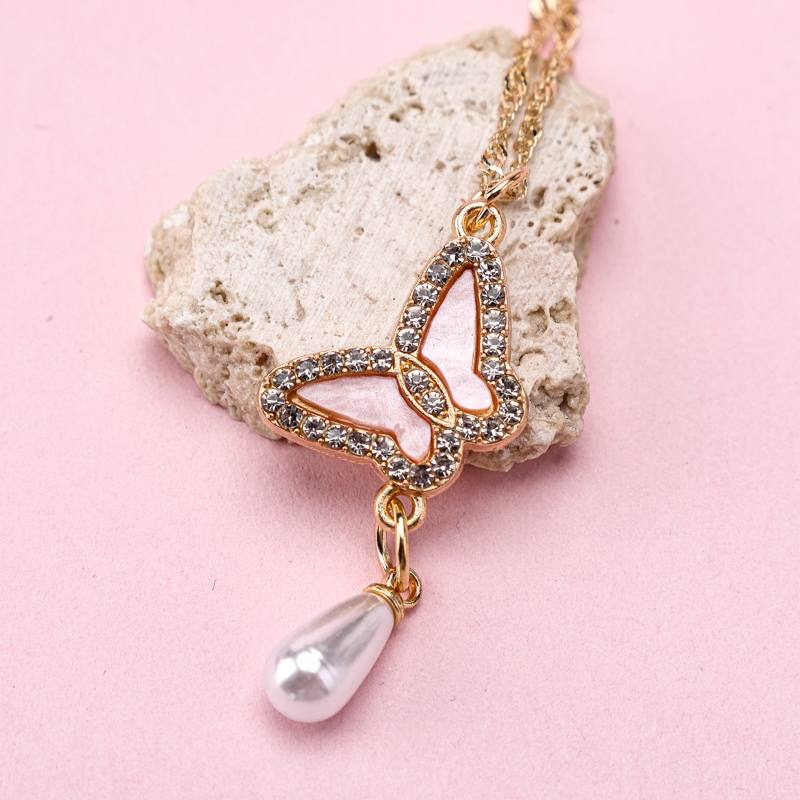 Collar de Mariposa de Diamante de Perlas 3