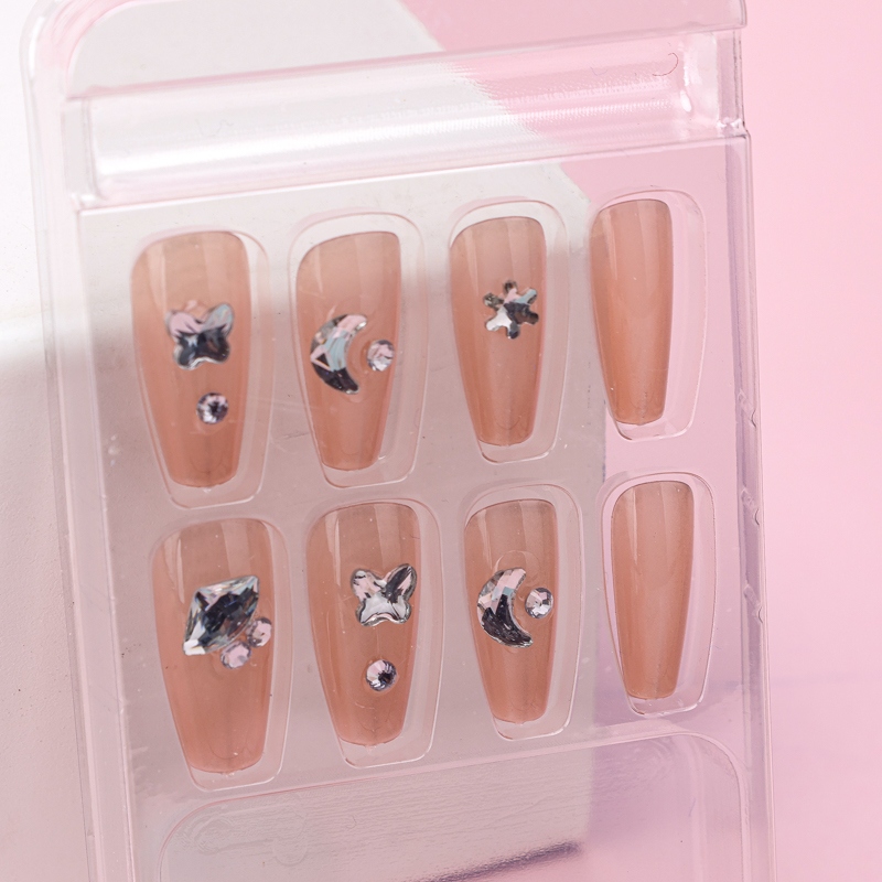 058-3 Color Sólido Multi-diamond Fake Nails 4