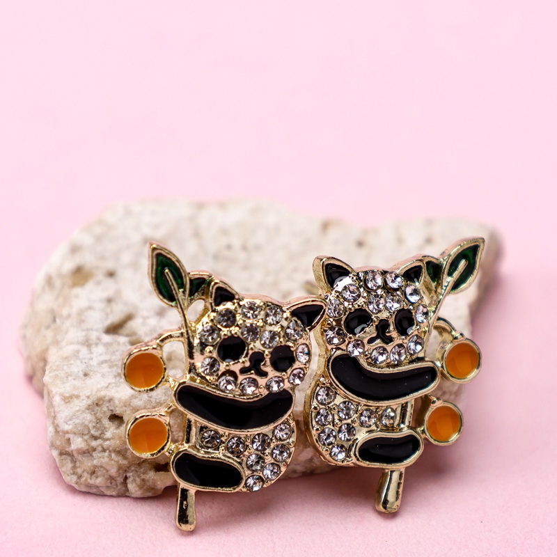 Nuevos Pendientes de Oso de Diamante Estilo Chino 3