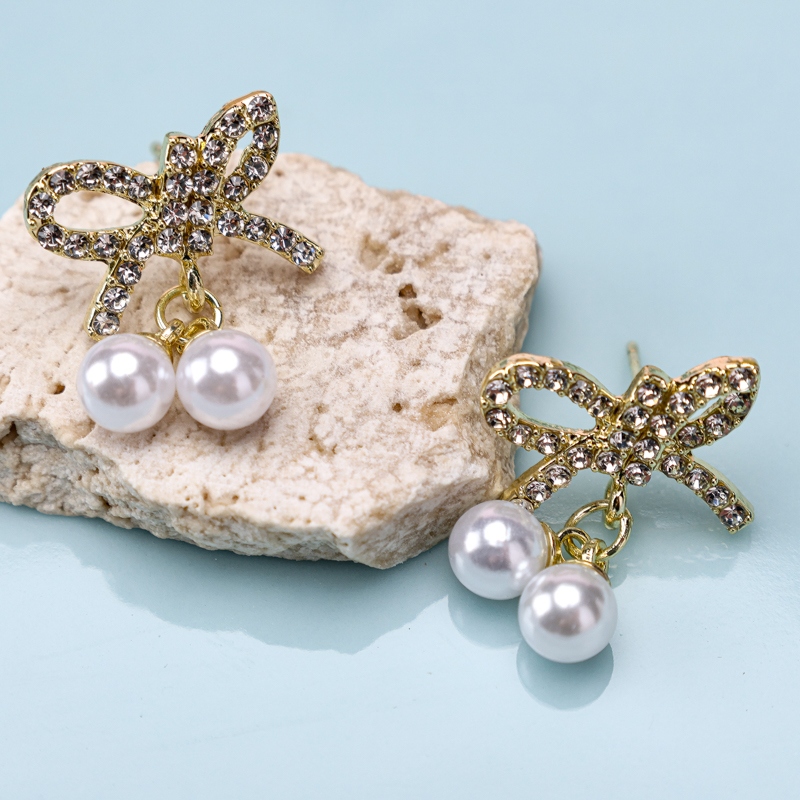 Pendientes Rhinestone Pearl Stud 4