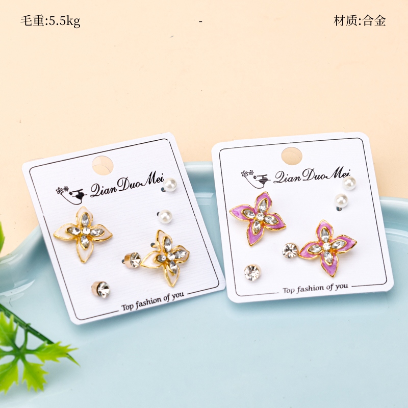 Pendientes Phnom Penh de Diamantes Pequeños (3 Pares)