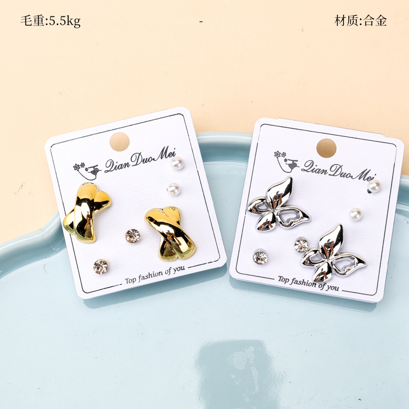 Pendientes Largos de Oro y Plata de Ley (3 Pares) 2
