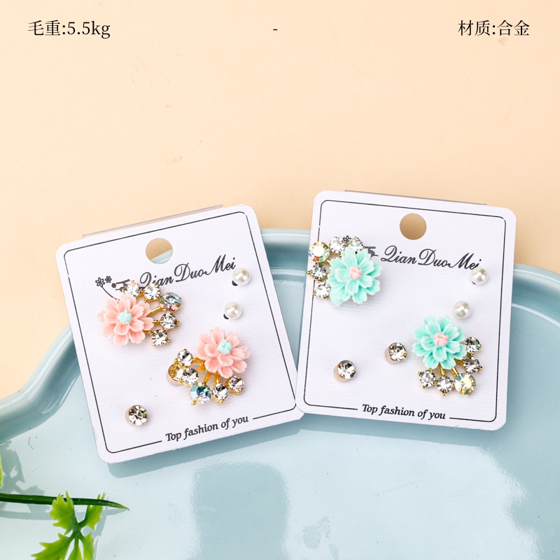 Pendientes Largos de Flores Phnom Penh Drill (3 Pares)