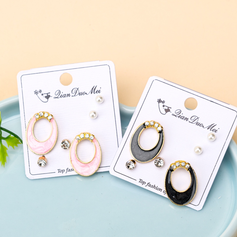Pendientes Largos Ovalados de Forma Ovalada (3 Pares) 3
