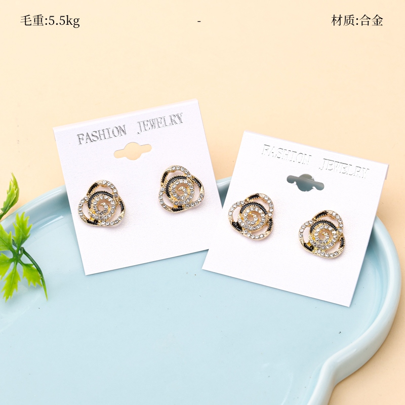 Pendientes de Flor de Diamante Pequeño Hueca