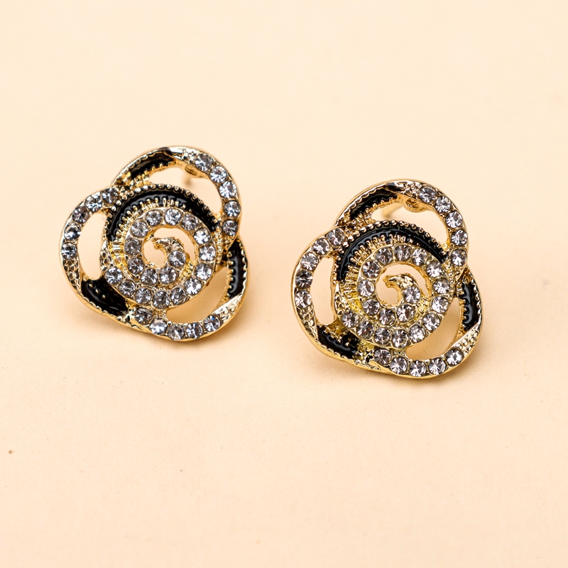 Pendientes de Flor de Diamante Pequeño Hueca 3