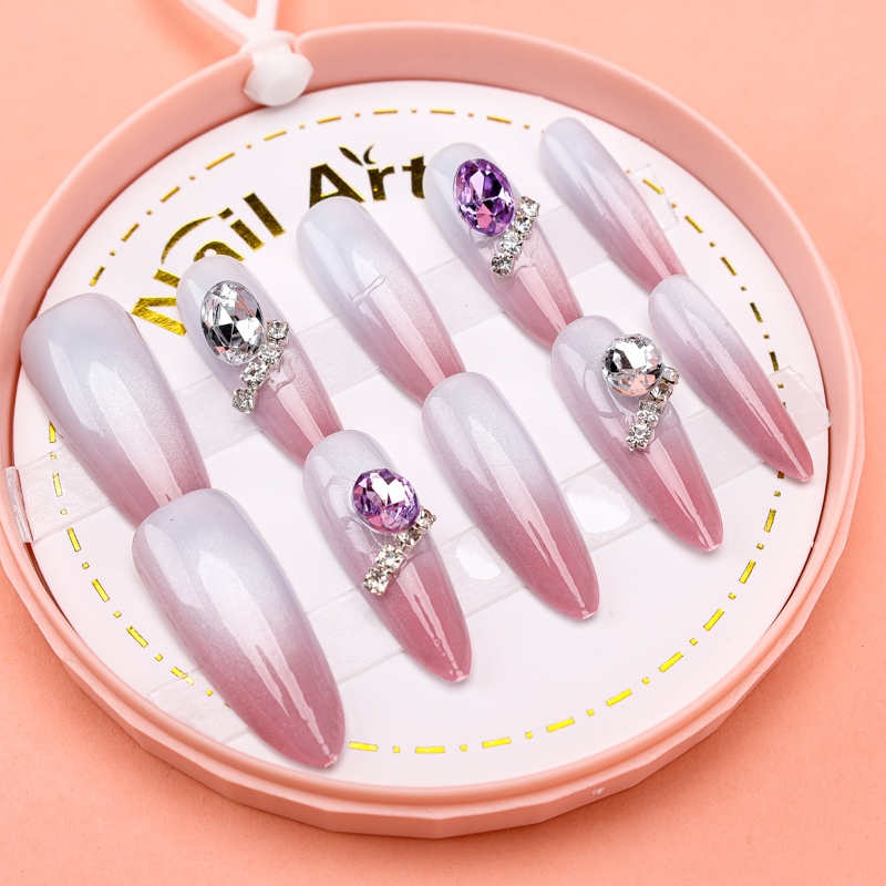 Round Box Gradient Tres Dimensiones Gem False Nail (0619-1) 4