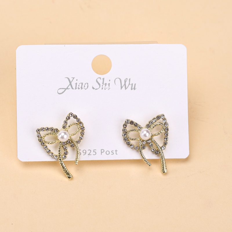 Moda Perla Rhinestone Arco Pendientes 3