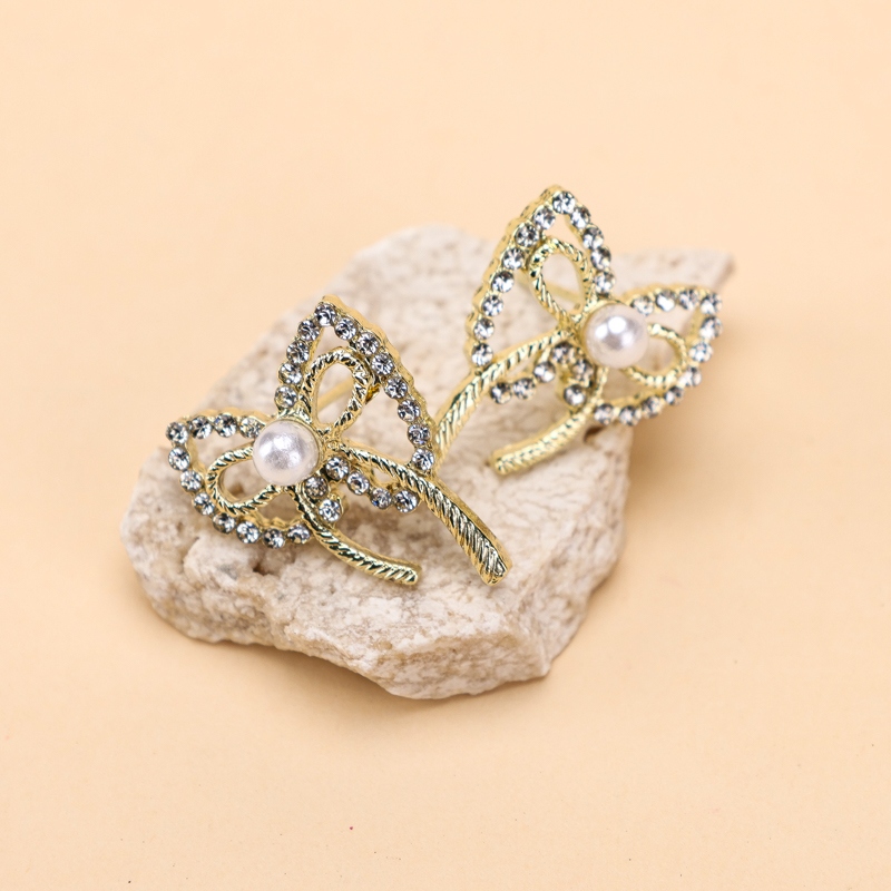 Moda Perla Rhinestone Arco Pendientes 4