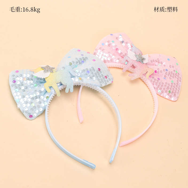 Stereo Unicorn Sequin Bow-tie Head Button