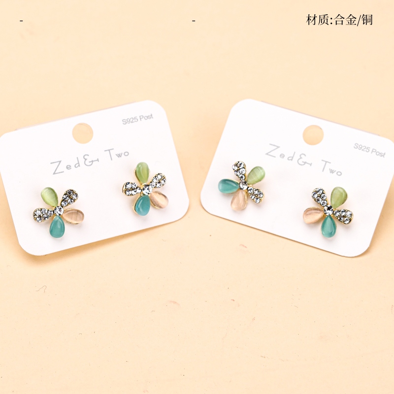 Taladro de Punto Largo Glaze Flor Pendientes Stud 2