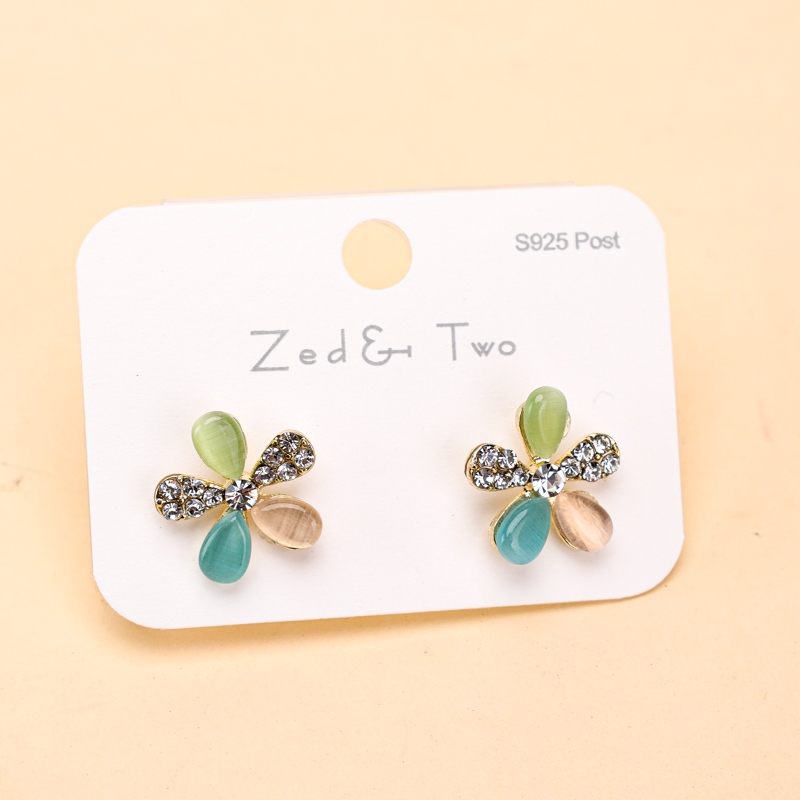 Taladro de Punto Largo Glaze Flor Pendientes Stud 3
