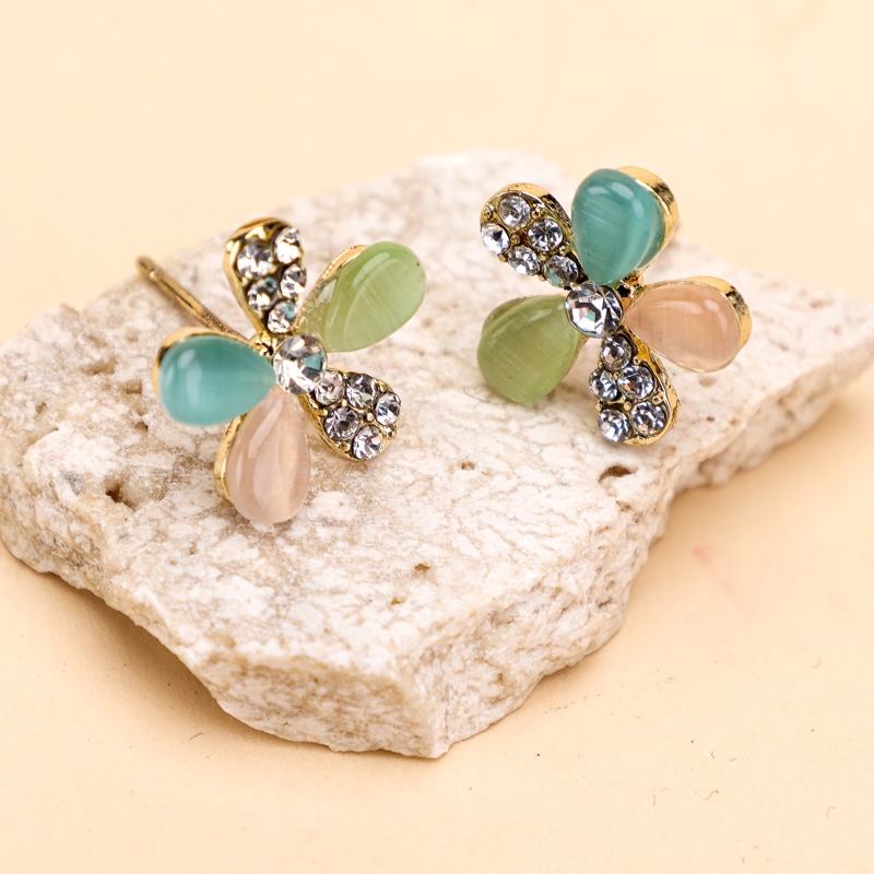 Taladro de Punto Largo Glaze Flor Pendientes Stud 4