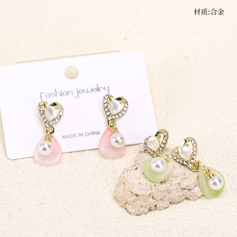 Pendientes Water Drop Pearl Love Stud 2