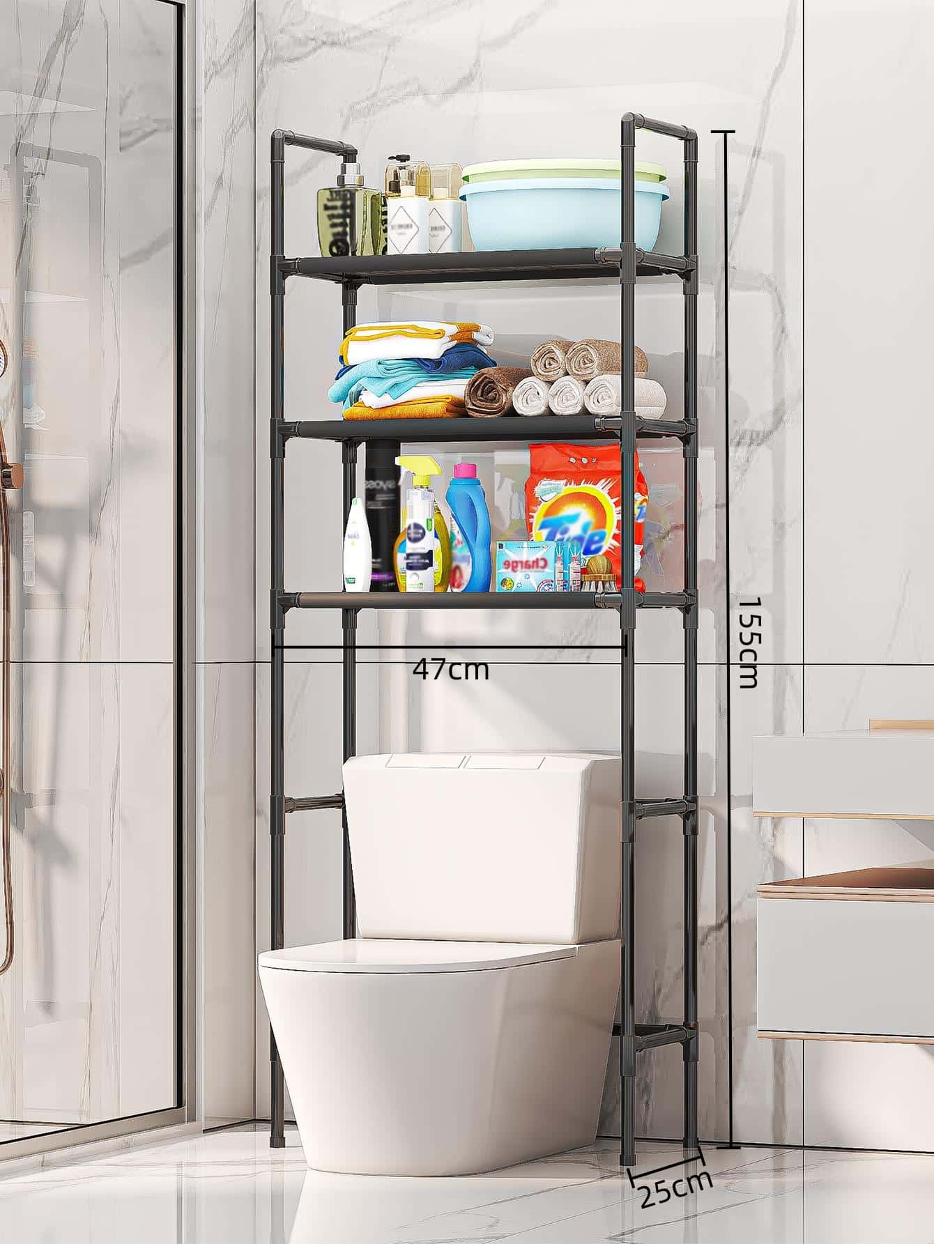 3306 Soporte de Baño de Tres Vías (Negro) 3
