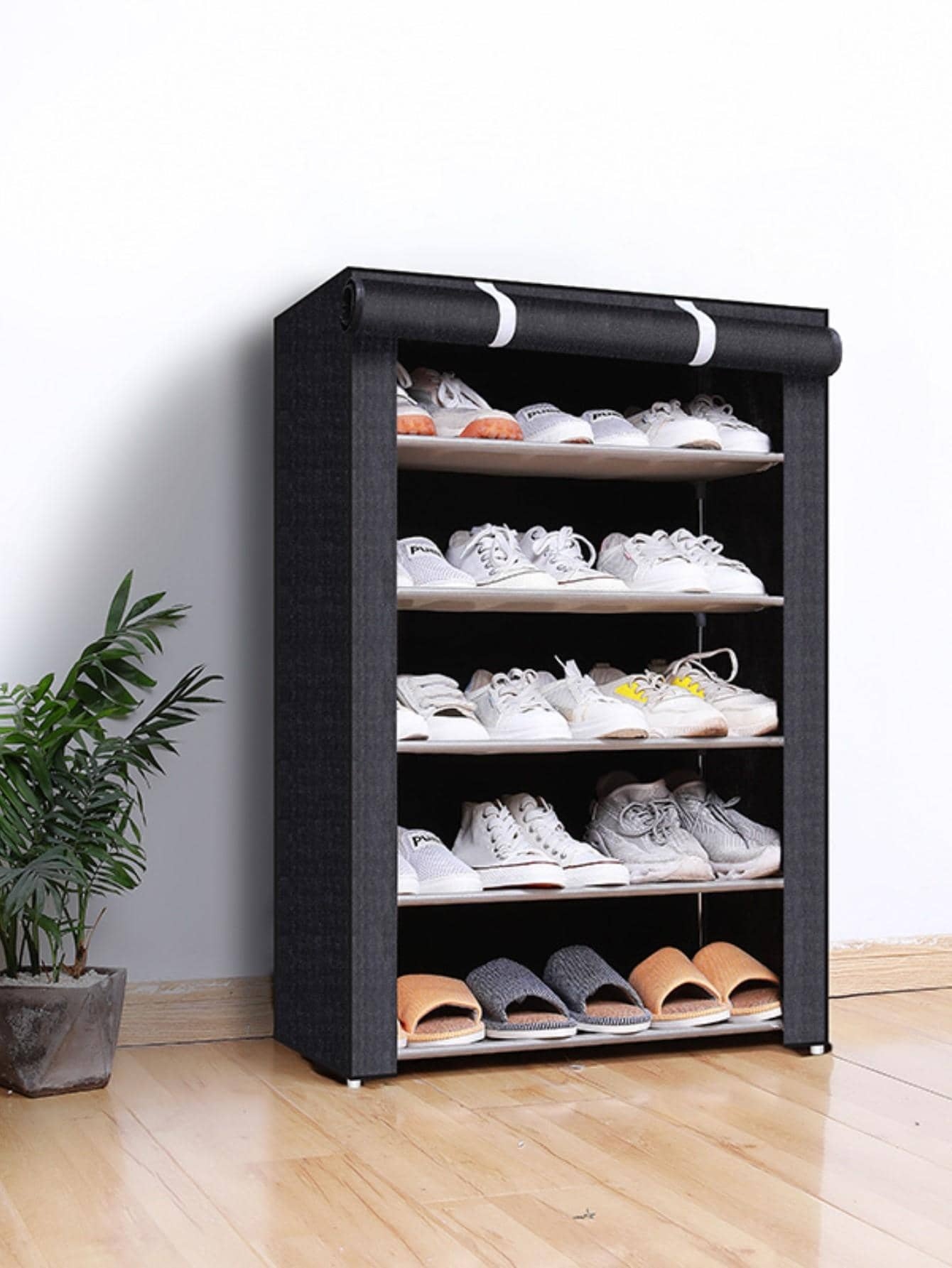 5502 Caja de Zapatos Cubierta de Polvo (6 Capas Negras)