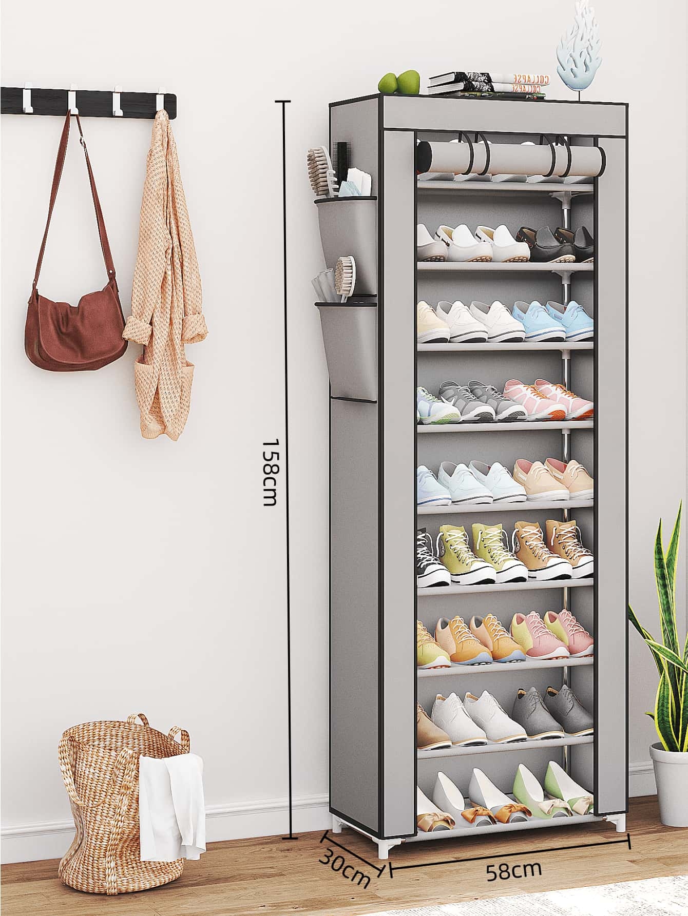 8806 Caja de Zapatos Resistente Al Polvo (10 Capas Gris) 3