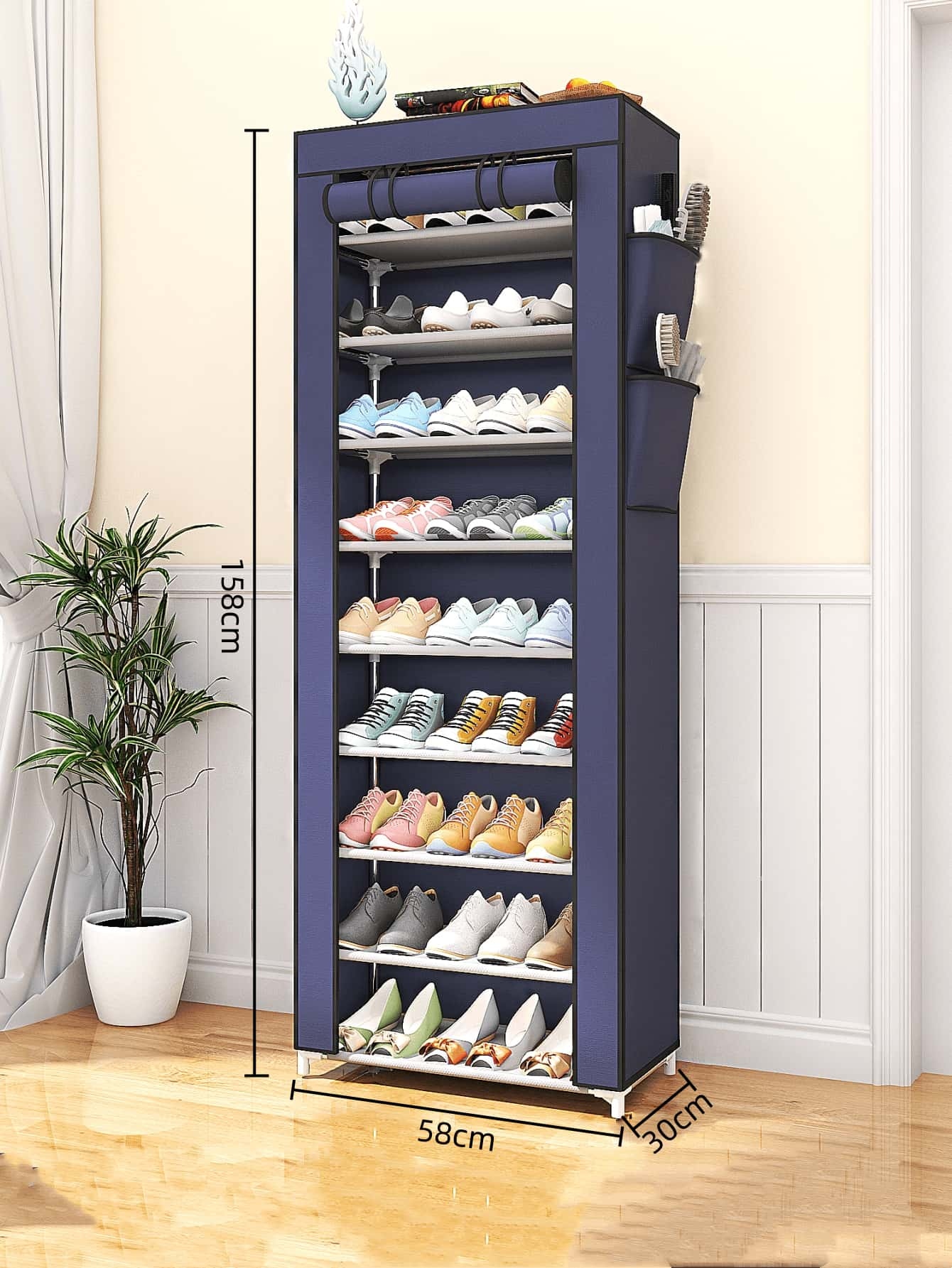 8806 Caja de Zapatos Resistente Al Polvo (10 Capas de Azul Marino) 3